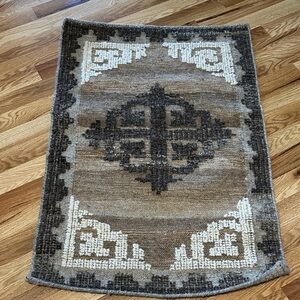 Kenya KNY312 Rug in brown and charcoal wool & cotton Geometric Patterned Rug 2x3
